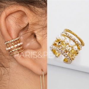 Make a Wish Gold Pearl & Rhinestone Ear Cuff